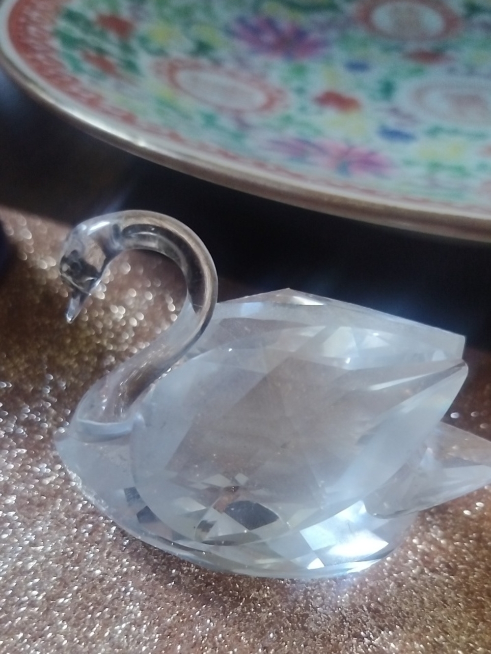 Swarsky Silver Crystal Faceted Swan Figurine